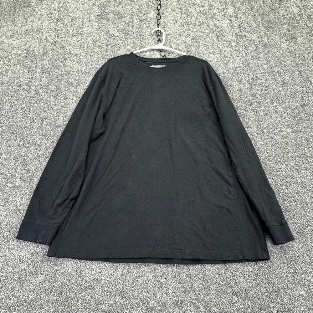 Hathaway Shirt Mens XL Black Long Sleeve Crew Neck Cotton Tee Casual Basic